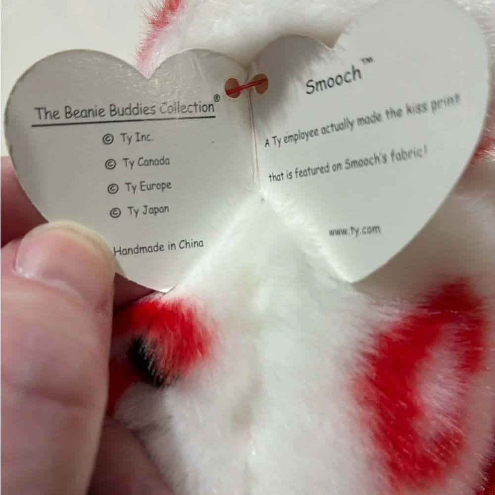 Vintage Ty Plush Bear with Red Kiss Pattern